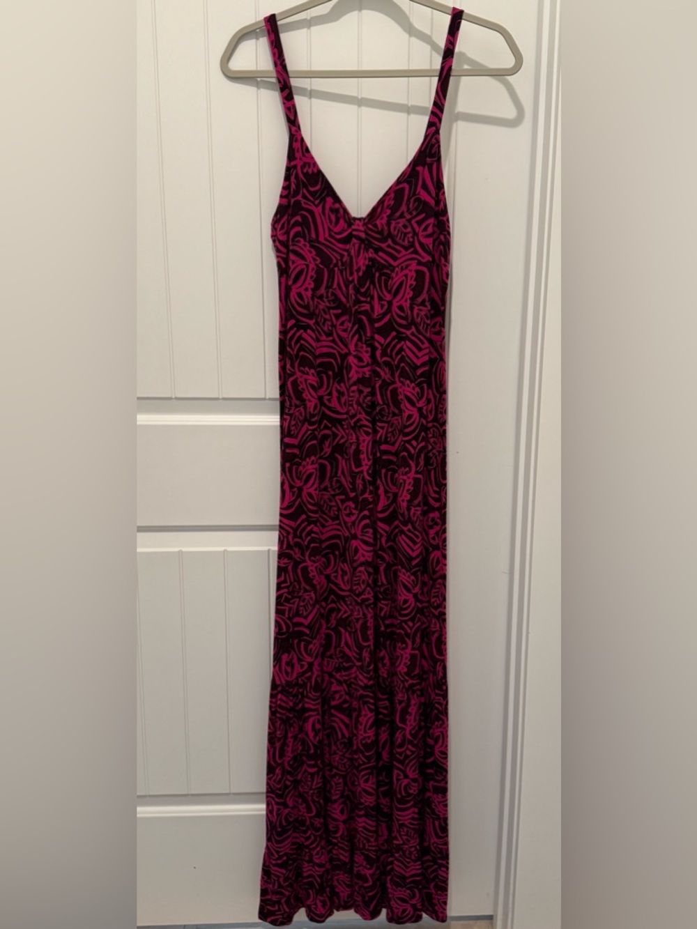 Banana Republic Medium Black and Fuchsia Floral Stretch Dress